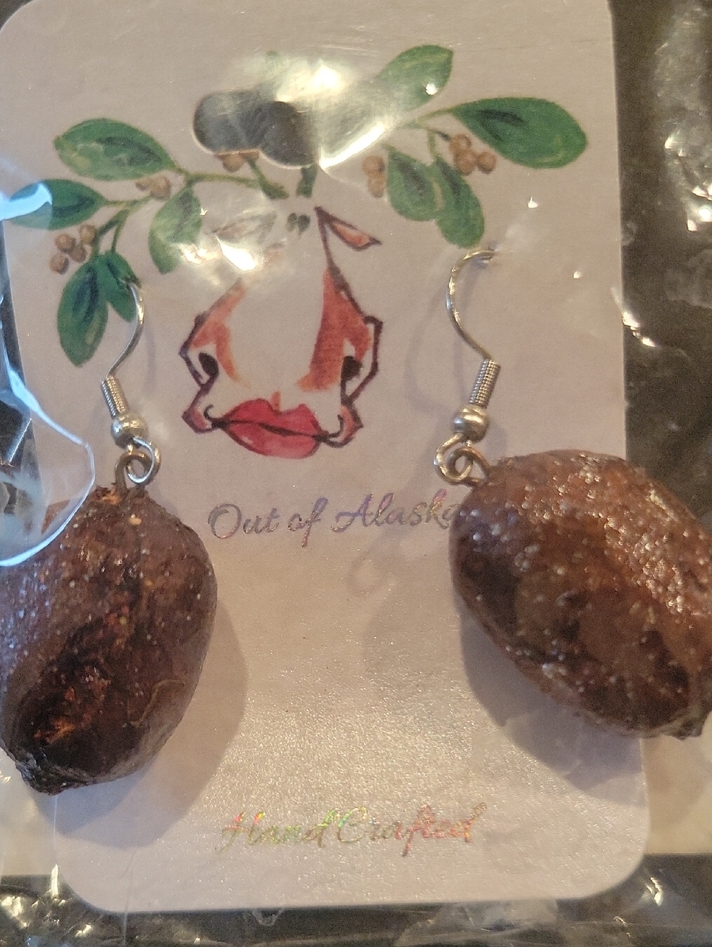Out of Alaska Hand Crafted Moose Poop  Drop Earrings!